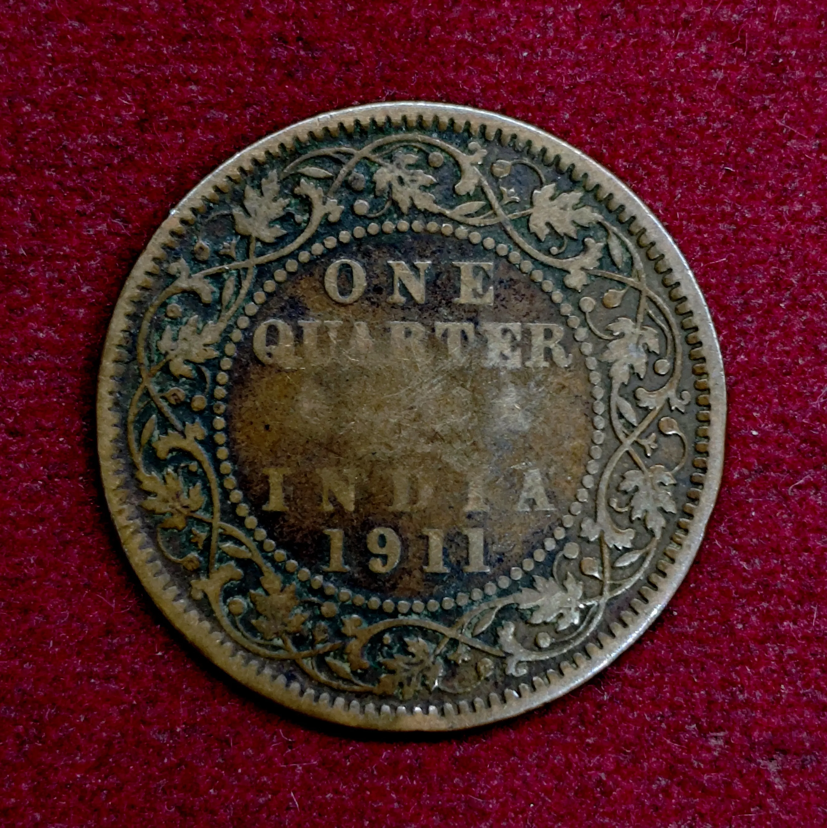 British India 1/4 Anna - George V 1911 Coin